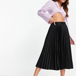 MANGO Black pleated midi skirt XS
